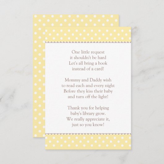 Eine kleine Anfrage Yellow Baby Duschbuch Begleitkarte (Vorne/Hinten)