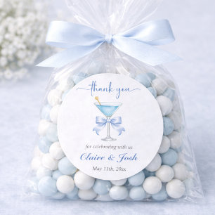 Eine kleine auf dem Weg Junge Baby Shower Danke Runder Aufkleber