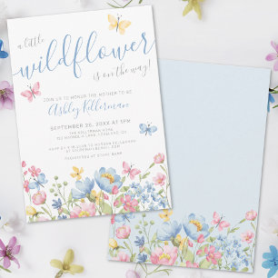 Eine kleine Baby Shower mit Wildblumen Einladung
