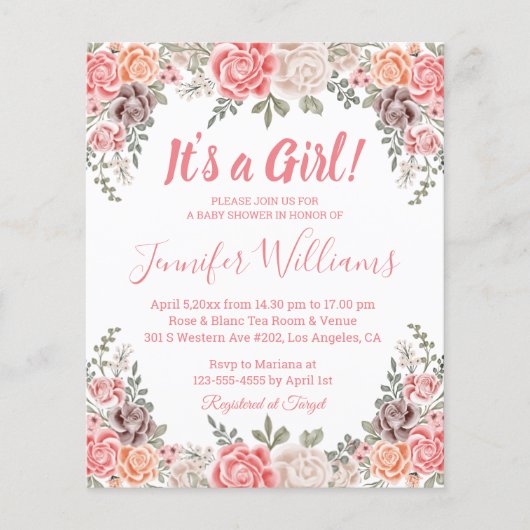 eine kleine Babydusche, die Blume einlädt Flyer (Vorne)