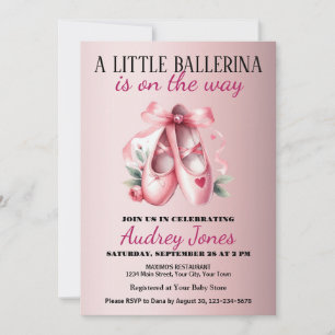 Eine kleine Ballerina ist auf dem Weg Baby Shower Einladung
