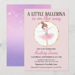 Eine kleine Ballerina ist auf dem Weg Baby Shower Einladung