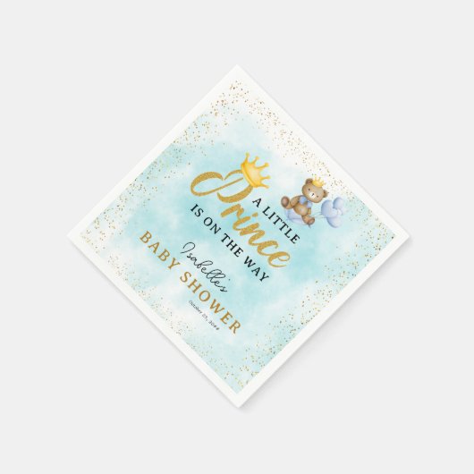 Eine kleine Bärenprince Blue Gold Boy Baby Dusche Serviette (Ecke)