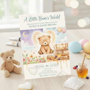Eine kleine Bärenwelt Aquarell-Baby-Party Einladung