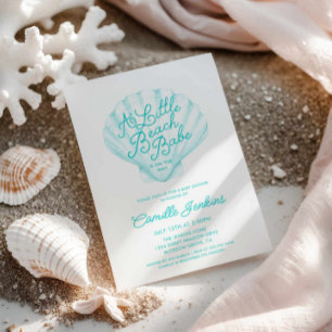 Eine kleine Beach Babe Blue Baby Dusche Einladung