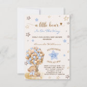 Eine kleine Bear Blue Baby Babydusche Einladung (Vorderseite)