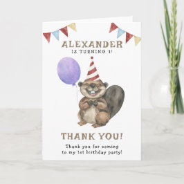 Eine kleine Biber-Geburtstagsparty Dankeskarte