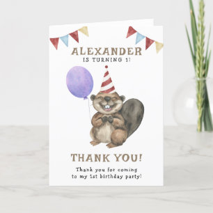 Eine kleine Biber-Geburtstagsparty Dankeskarte