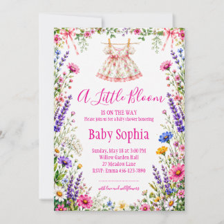 Eine kleine Blüte ist auf dem Weg Süße Babyparty Einladung