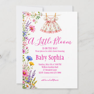 Eine kleine Blüte ist auf dem Weg Süße Babyparty Einladung