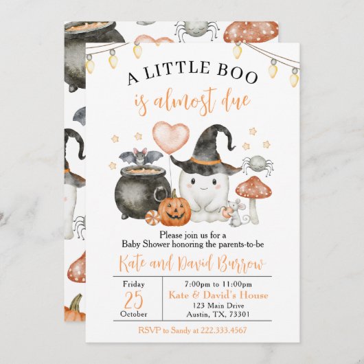 Eine kleine Boo Baby Dusche Einladung (Vorne/Hinten)