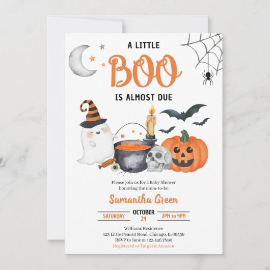 Eine kleine Boo Baby Dusche Einladung (Vorderseite)