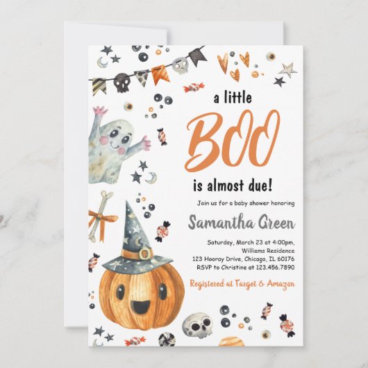Eine kleine Boo Baby Dusche Einladung (Vorderseite)