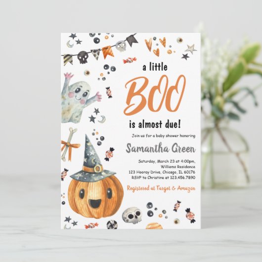 Eine kleine Boo Baby Dusche Einladung (Stehend Vorderseite)