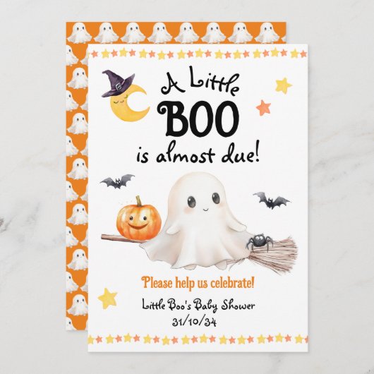 Eine kleine Boo-Baby-Dusche Halloween Einladung (Vorne/Hinten)