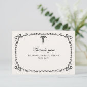 Eine kleine Boo Black Bow Halloween Kinderdusche Dankeskarte (Stehend Vorderseite)