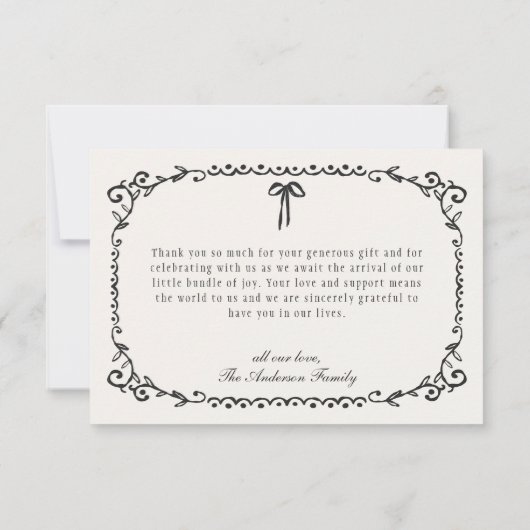 Eine kleine Boo Black Bow Halloween Kinderdusche Dankeskarte (Rückseite)