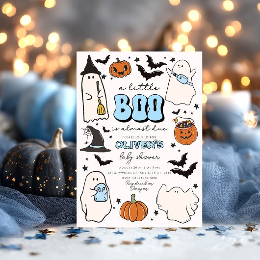 Eine kleine Boo Blue Halloween Baby Dusche Einladu Einladung