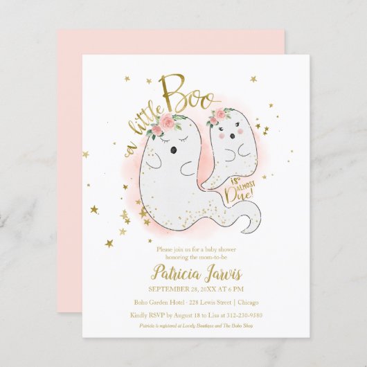 Eine kleine Boo Budget Girl Dusche Einladung (Vorne/Hinten)