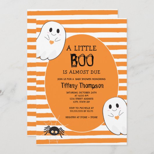 Eine kleine Boo fast gerade wegen Halloween-Kinder Einladung (Vorne/Hinten)