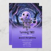 Eine kleine Boo Ghost-Lila Halloween-Party Einladung (Vorne/Hinten)