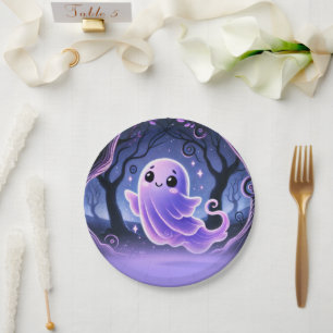 Eine kleine Boo Ghost-Lila Halloween-Party Pappteller