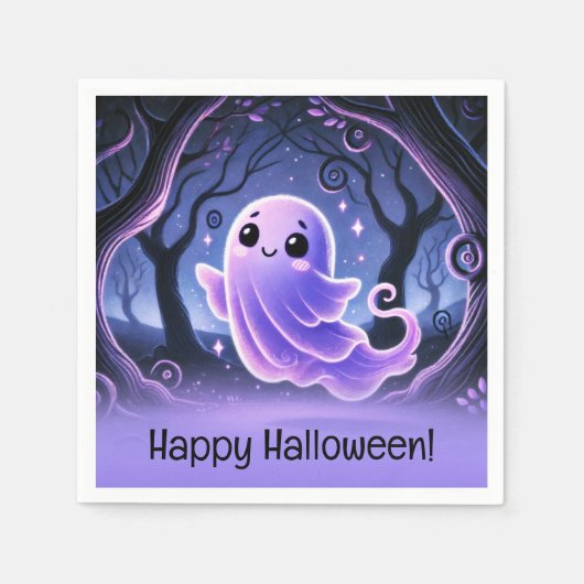 Eine kleine Boo Ghost-Lila Halloween-Party Serviette (Vorderseite)