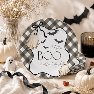 Eine kleine Boo Gingham Halloween Babyparty Pappteller