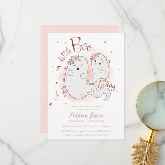 Eine kleine Boo Halloween Baby Dusche Einladung (Vorderseite/Rückseite Beispiel)