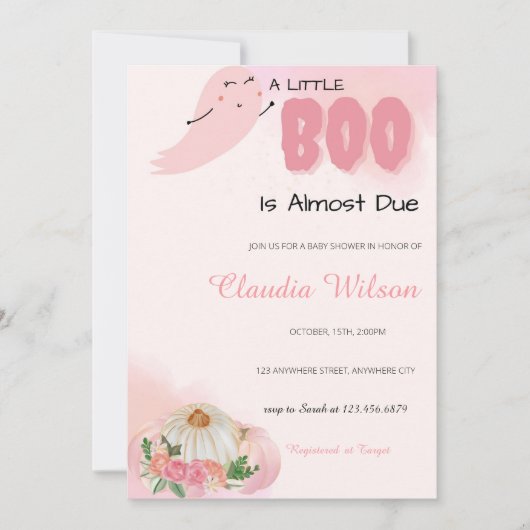 Eine kleine Boo Halloween Baby Dusche Einladung (Vorderseite)