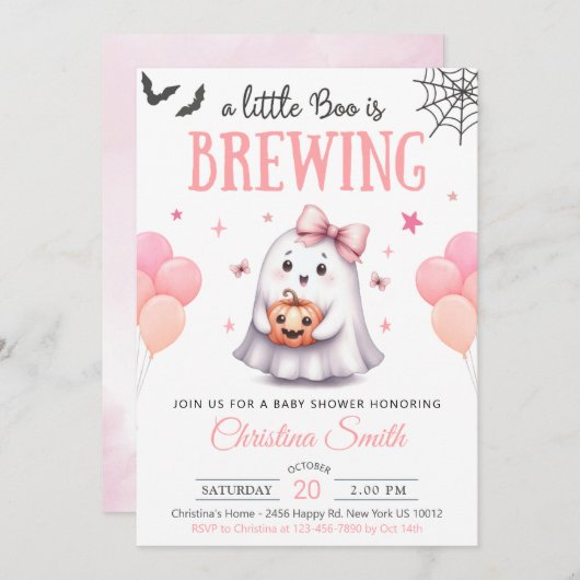 Eine kleine Boo Halloween Baby Dusche Einladung (Vorne/Hinten)