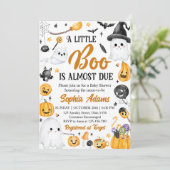 Eine kleine Boo Halloween Ghost Baby Dusche Einladung (Stehend Vorderseite)