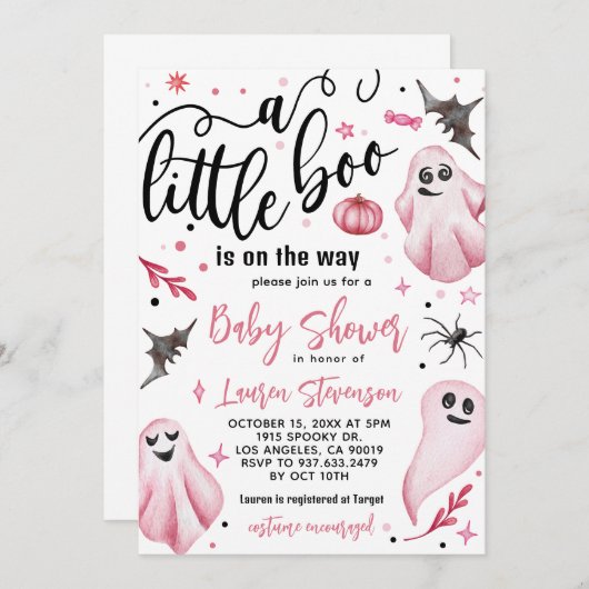 Eine kleine Boo Halloween-Kinderdusche Einladung (Vorne/Hinten)