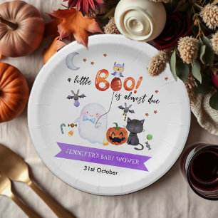 Eine kleine Boo Halloween-Kinderdusche Pappteller