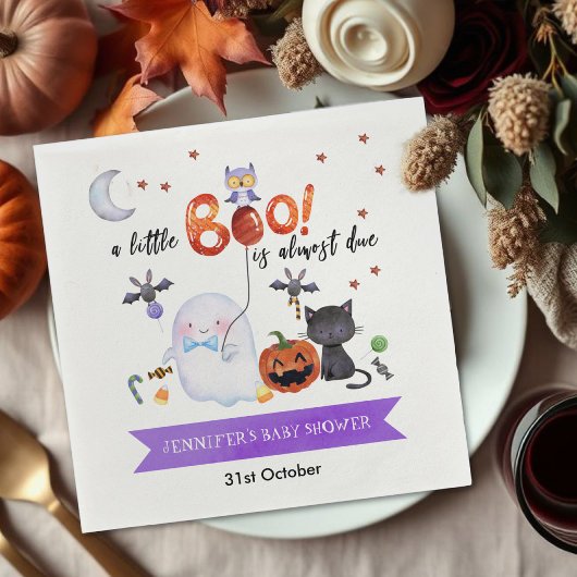 Eine kleine Boo Halloween-Kinderdusche Serviette