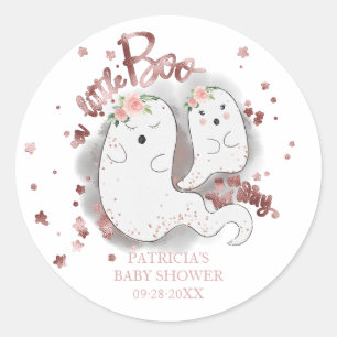Eine kleine Boo Niedliche Halloween-Girl-Babydusch Runder Aufkleber