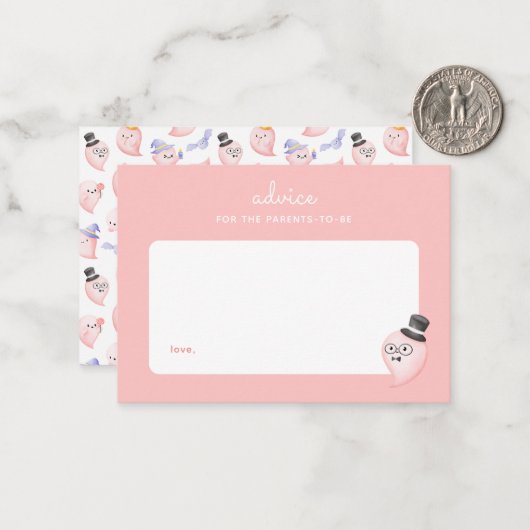 Eine kleine Boo Pink Babydusche Kinderbetreuung Mitteilungskarte (Vorderseite/Rückseite Beispiel)