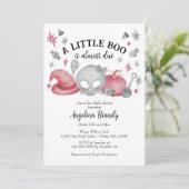 Eine kleine Boo Pink & Graue Halloween Kinderdusch Einladung (Stehend Vorderseite)