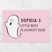 Eine kleine Boo Pink Halloween Kinderdusche Schaumweinetikett (Einzelnes Label)