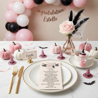 Eine kleine Boo Pink Halloween-Party Baby Shower Menükarte