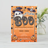 Eine kleine Boo Polka Dots Halloween Baby Dusche Einladung (Stehend Vorderseite)