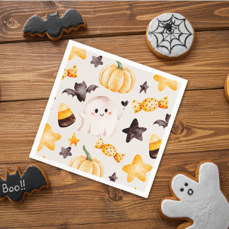 Eine kleine Boo-Wasserfarben-Halloween-Baby-Party Serviette