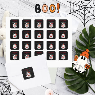 Eine kleine Booh Halloween-Kinderdusche Quadratischer Aufkleber
