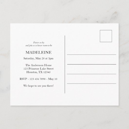 Eine kleine Butterfly-Babydusche Einladungspostkarte (Rückseite)
