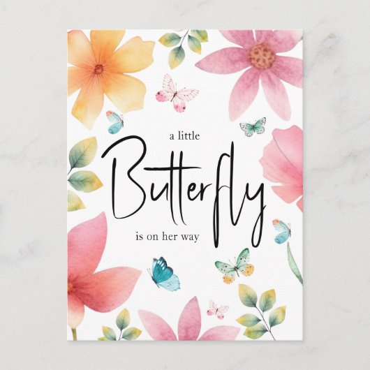 Eine kleine Butterfly-Babydusche Einladungspostkarte (Vorderseite)