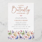 Eine kleine Butterfly-Babydusche Folieneinladung (Vorderseite)