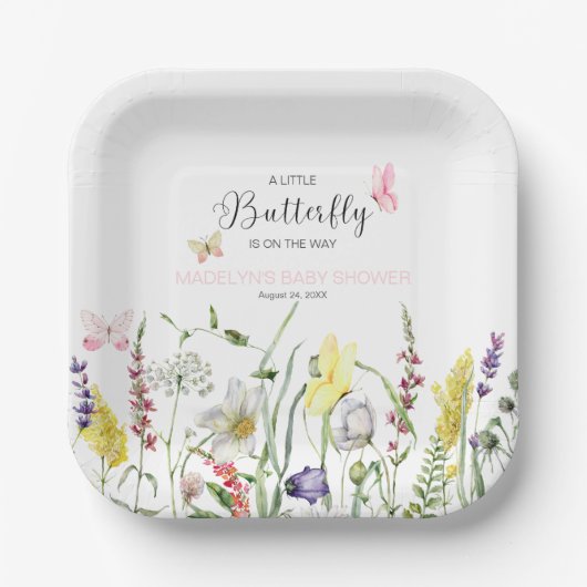 Eine kleine Butterfly-Blumenspulenduschplatte Pappteller (Vorderseite)