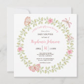 Eine kleine Butterfly Boho Babywanne Einladung (Vorderseite)