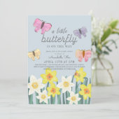 Eine kleine Butterfly-Dusche mit blühender Dusche Einladung (Stehend Vorderseite)