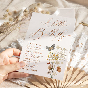 Eine kleine Butterfly-Elegante Wildblumen-Baby-Par Einladung
